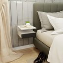 Ver imagem 2 de Mesa de Cabeceira Suspensa com Gaveta e Prateleira MVD Móveis