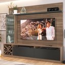 Ver imagem 1 de Rack com Painel para Tv até 50 Polegadas Coliseu 3 Portas Marrom/preto - Panorama Móveis