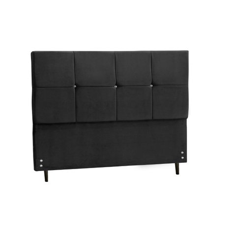 Cabeceira New Paris Estofada com Botão de Strass para Cama Box Solteiro 94cm Preto - Jbe Móveis