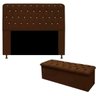 Kit Cabeceira Casal Sophia Com Strass e Baú Giovana 1,60 Suede Marrom - 1