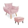 Kit Poltrona Opala com Puff Retrô Decoração Recepção Suede Rosê - 1
