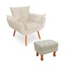 Kit Poltrona Opala com Puff Retrô Decoração Recepção Suede Bege - 1