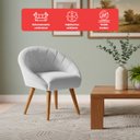 Ver imagem 4 de Poltrona Sala Decorativa Louis Veludo Branco Pés Palito Castanho