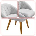 Ver mais imagens de Poltrona Sala Decorativa Louis Veludo Branco Pés Palito Castanho