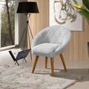 Ver imagem 1 de Poltrona Sala Decorativa Louis Veludo Branco Pés Palito Castanho