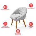 Ver imagem 5 de Poltrona Sala Decorativa Louis Veludo Branco Pés Palito Castanho