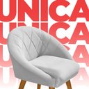 Ver imagem 7 de Poltrona Sala Decorativa Louis Veludo Branco Pés Palito Castanho