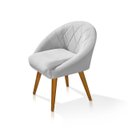 Ver imagem 2 de Poltrona Sala Decorativa Louis Veludo Branco Pés Palito Castanho
