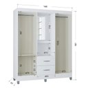 Ver imagem 3 de Cômoda 868 4 Gavetas e 1 Porta com Guarda Roupa Solteiro Córdoba 4 Portas Branco Brilho - Poquema