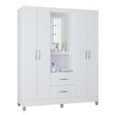 Ver imagem 5 de Cômoda 868 4 Gavetas e 1 Porta com Guarda Roupa Solteiro Córdoba 4 Portas Branco Brilho - Poquema