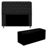 Kit Cabeceira Casal Sophia Com Strass e Baú Giovana 1,95 Corano Preto - 1