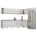 Ver imagem 1 de Armário de Cozinha Modulado de Canto 8 Peças Cp27 com Pia Inox Branco - Lumil Lumil Móveis
