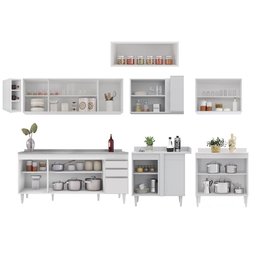 Armário de Cozinha Modulado de Canto 8 Peças Cp27 com Pia Inox Branco - Lumil Lumil Móveis - 6
