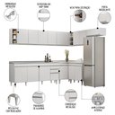 Ver imagem 3 de Armário de Cozinha Modulado de Canto 8 Peças Cp27 com Pia Inox Branco - Lumil Lumil Móveis