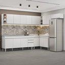 Ver imagem 2 de Armário de Cozinha Modulado de Canto 8 Peças Cp27 com Pia Inox Branco - Lumil Lumil Móveis