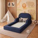 Ver imagem 1 de Cama com Colchão Solteiro Montessoriana Infantil Segura em Espuma Azul Marinho - Mr Estofados
