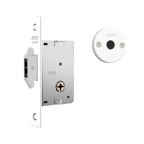 Fechadura-bater/correr-tetra-stam-1008 - Branco - Roseta Redonda