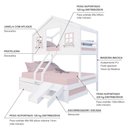 Ver imagem 4 de Treliche Casal/ Solteiro Casinha Dos Sonhos Kit Escada/ Escorregador Madeira Maciça Branco