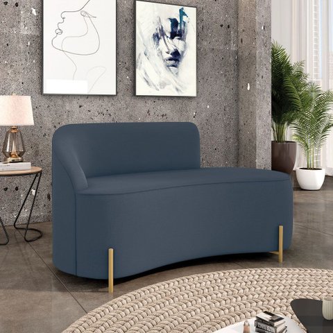 Sofá 2 Lugares Orgânico 140cm Pé Dourado Morgan Suede D03 - D’Rossi