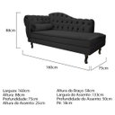 Ver imagem 4 de Kit Diva Recamier Diana 160cm Lado Direito e 01 Poltrona Classic Linho Cinza Escuro - ADJ Decor