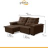 Sofá Retrátil 2,00M Mola Bonnel D28 Pillow Reclinável Texas Veludo Capuccino - Grandellar - 3