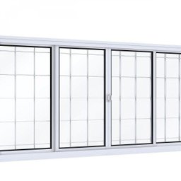 Janela de Aço de Correr 100x150cm 4 Folhas com Grade Quadrada Facilita Lucasa  - 4