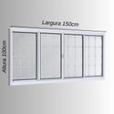 Ver imagem 3 de Janela de Aço de Correr 100x150cm 4 Folhas com Grade Quadrada Facilita Lucasa