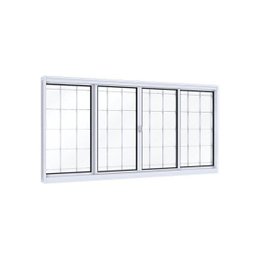 Janela de Aço de Correr 100x150cm 4 Folhas com Grade Quadrada Facilita Lucasa  - 2
