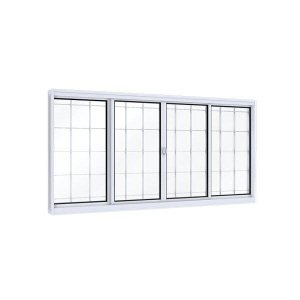 Janela de Aço de Correr 100x150cm 4 Folhas com Grade Quadrada Facilita Lucasa 