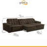 Sofá Grande 3,20M Retrátil Mola Bonel D28 Pillow Reclinável Alasca Veludo Capuccino - Grandellar - 3