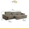 Sofá Grande 3,20M Retrátil Mola Bonel D28 Pillow Reclinável Alasca Veludo Bege - Grandellar - 3