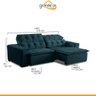 Sofá Retrátil 2,70M Mola Bonel D28 Pillow Reclinável Alasca Veludo Azul - Grandellar - 3