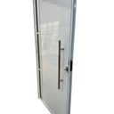Ver imagem 2 de Porta de Aluminio Lambril Branco com Puxador e Vidro Linha 25 - 210x80 Esquerda
