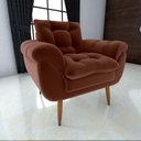 Ver imagem 3 de Poltrona Decorativa Confortável Pés em Madeira Maciça Xangai Veludo Ferrugem Matrix Veludo