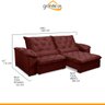 Sofá Retrátil 250 Cm 4 Lugares Duplo Molejo Pillow D28 Portinari Veludo Vermelho - Grandellar - 3