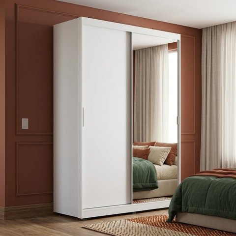 Guarda Roupa Solteiro 2 Portas 3 Gavetas 153cm com Espelho