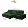 Sofá Retrátil 4,10M 8 Lugares Duplo Molejo Reclinável D28 Passion Veludo Verde - Grandellar - 3