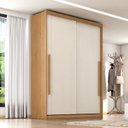 Ver imagem 1 de Guarda Roupa Solteiro Splendido 100% MDF 2 Portas de Correr 3 Gavetas Marrom/Cinamomo/Areia