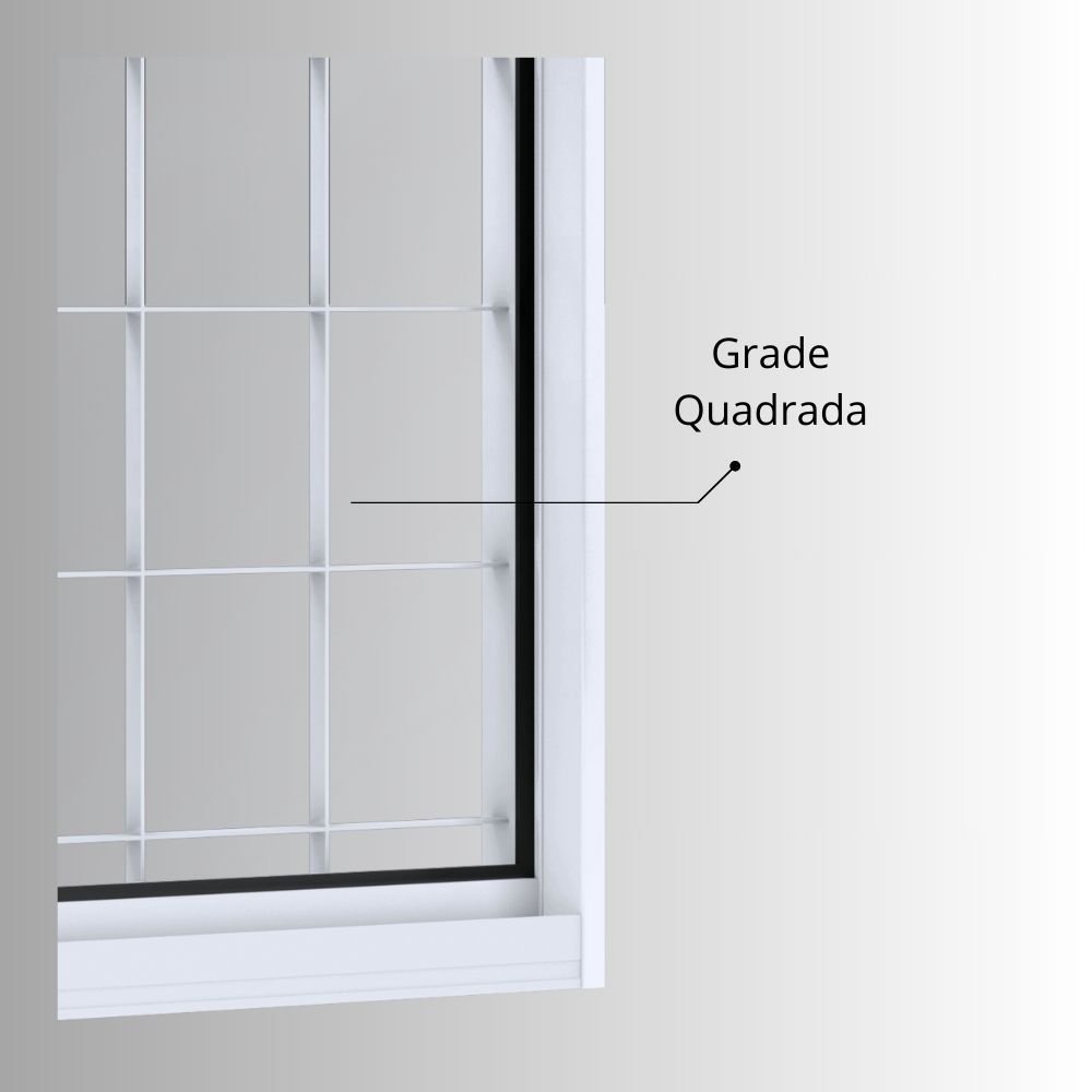 Janela de Aço de Correr 100x200cm 4 Folhas com Grade Quadrada Facilita Lucasa  - 4