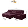 Sofá Retrátil 3,50M 6 Lugares Duplo Molejo Reclinável D28 Passion Veludo Roxo - Grandellar - 3