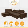 Sofá Canto Chaise 2,80M x 2,20M Retrátil Mola Bonnel Pillow D28 Stillo Veludo Marrom Claro - Grandel - 3