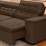 Sofá Canto Chaise 2,80M x 2,20M Retrátil Mola Bonnel Pillow D28 Stillo Veludo Marrom Claro - Grandel - 2