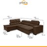 Sofá Canto Chaise 2,80M x 2,20M Retrátil Mola Bonnel Pillow D28 Stillo Veludo Marrom Claro - Grandel - 4