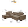 Sofá Canto Chaise 2,80M x 2,20M Retrátil Mola Bonnel Pillow D28 Stillo Veludo Bege - Grandellar - 4