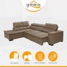 Sofá Canto Chaise 2,80M x 2,20M Retrátil Mola Bonnel Pillow D28 Stillo Veludo Bege - Grandellar - 3