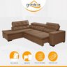 Sofá Canto Chaise 2,80M x 2,20M Retrátil Mola Bonnel Pillow D28 Stillo Veludo Bege Escuro - Grandell - 3