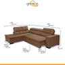Sofá Canto Chaise 2,80M x 2,20M Retrátil Mola Bonnel Pillow D28 Stillo Veludo Bege Escuro - Grandell - 4