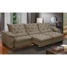 Sofá Retrátil 410 Cm 8 Lugares Duplo Molejo Pillow D28 Portinari Veludo Bege - Grandellar - 1