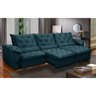 Sofá Retrátil 410 Cm 8 Lugares Duplo Molejo Pillow D28 Portinari Veludo Azul - Grandellar - 1
