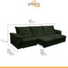 Sofá Retrátil 380 Cm 7 Lugares Duplo Molejo Pillow D28 Portinari Veludo Verde - Grandellar - 3